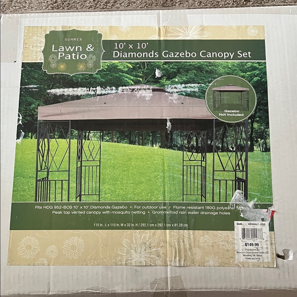 Lawn & Patio 10' x 10' Diamonds Gazebo Canopy - Taupe